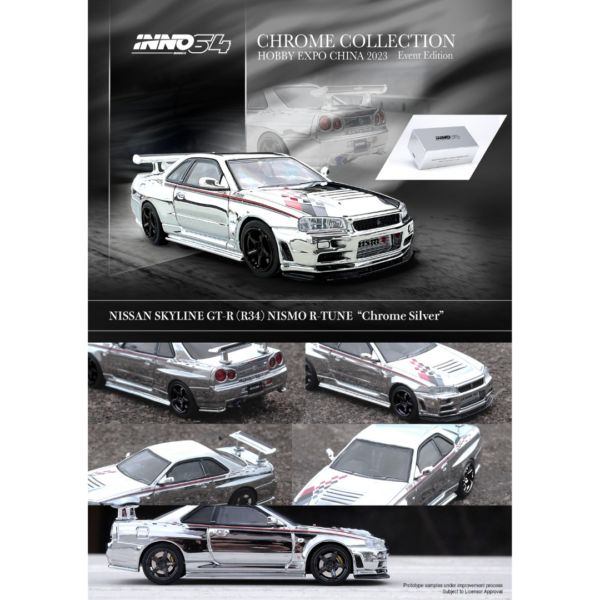 Nissan Skyline GT-R (R34) Nismo R-Tune Silver Chrome CHINA HOBBY EXPO 2023 IN64-R34RT-SCH