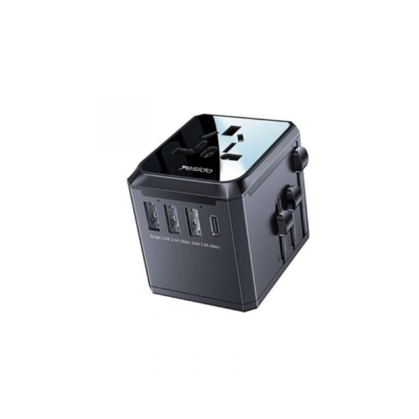 Yesido MC10 Universal Travel Adapter 3 USB + 1 USB-C Port