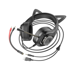 Hoco W107 Luminous Gaming Wired Headphones with Mic (Pink)