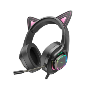 Hoco W107 Luminous Gaming Wired Headphones with Mic (Pink)